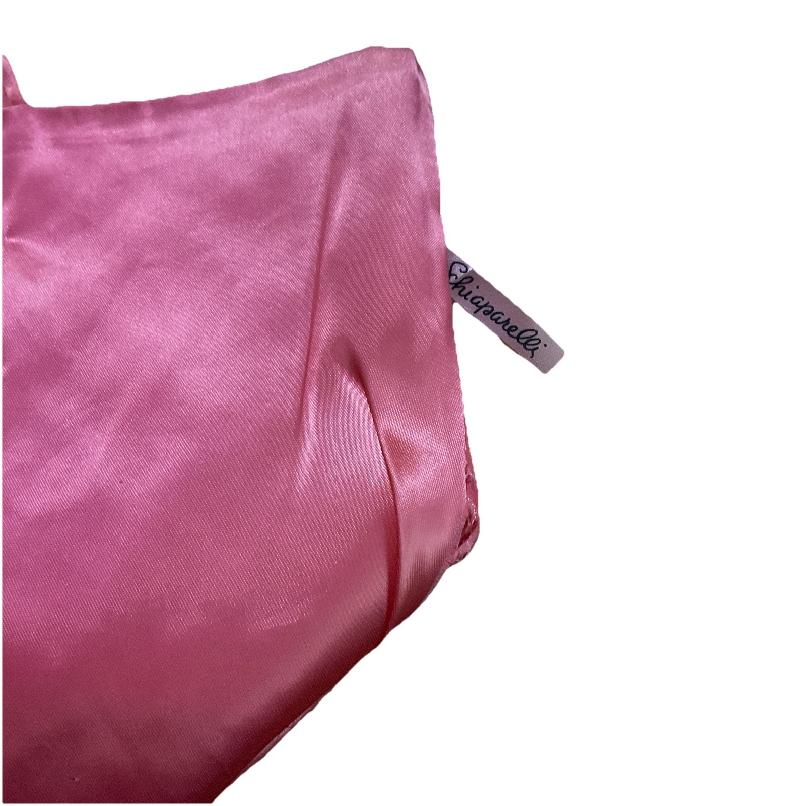 Schiaparelli Vintage Stockings Bag Pink Satin Lace Print Lingerie Hosiery Storag