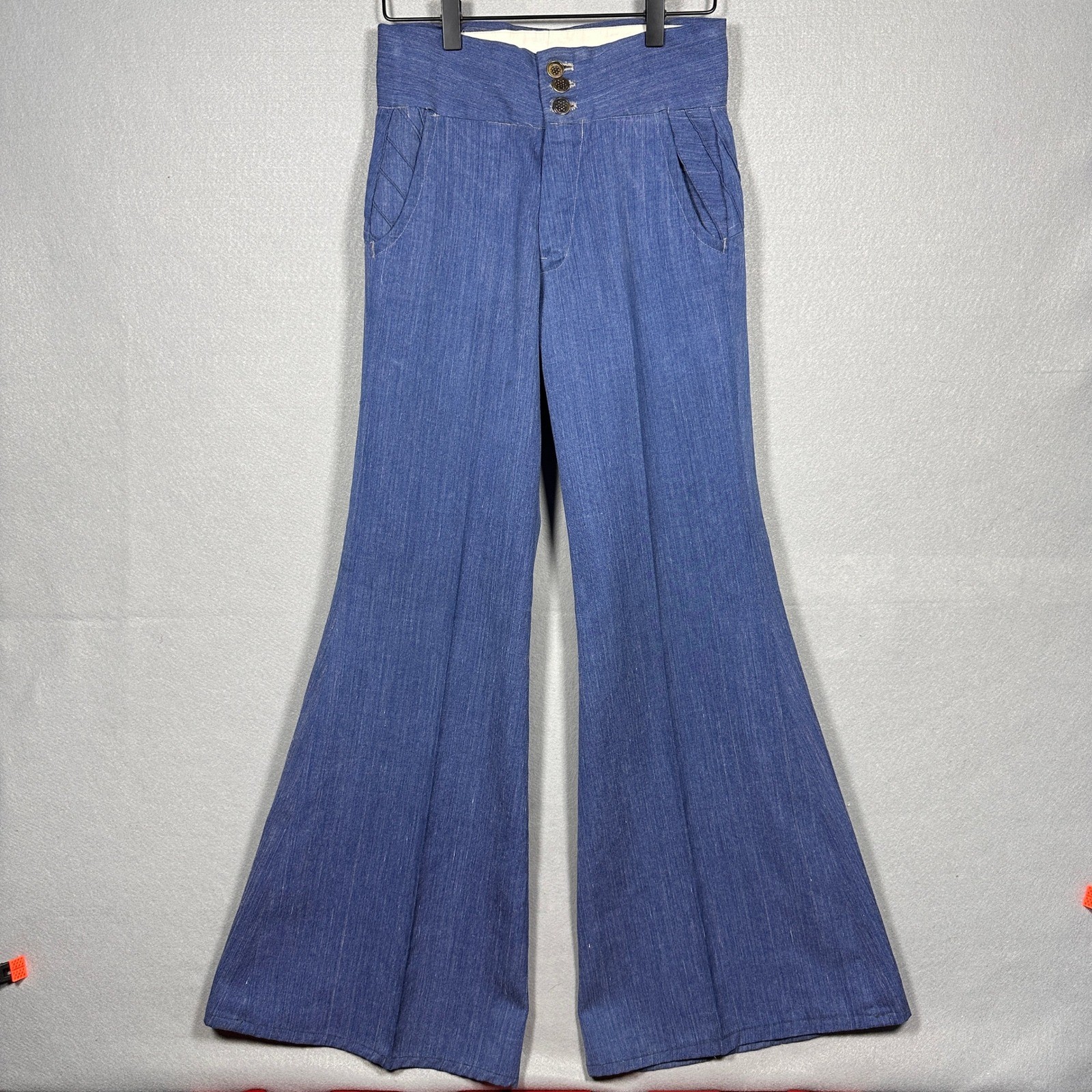 Vintage 70s HIS High Waisted Elephant Ear Bell Bottom Pants Disco Hippie Boho 25
