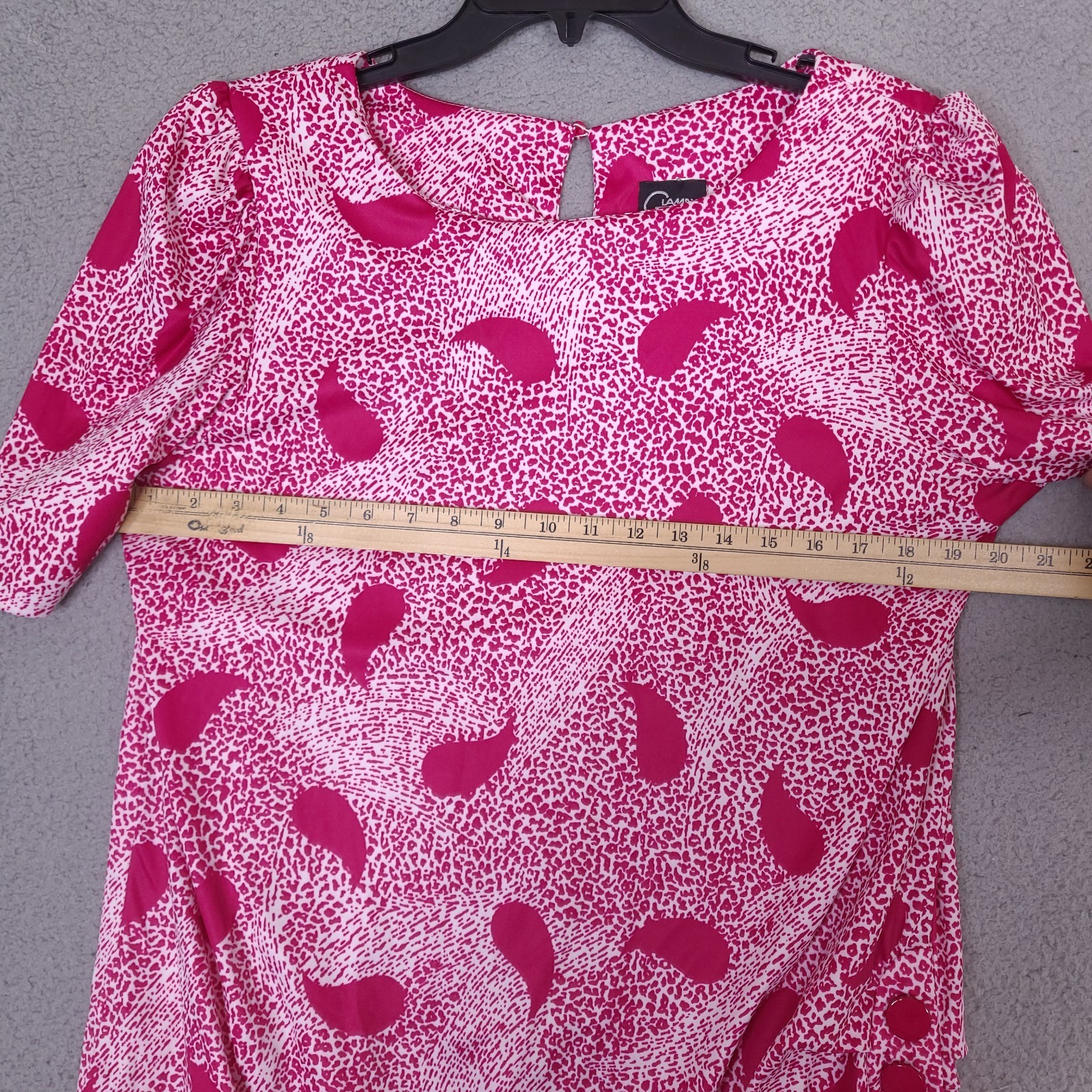 Vintage 80s Glamax Women’s Dress Size 15-16 Fuchsia Pink white