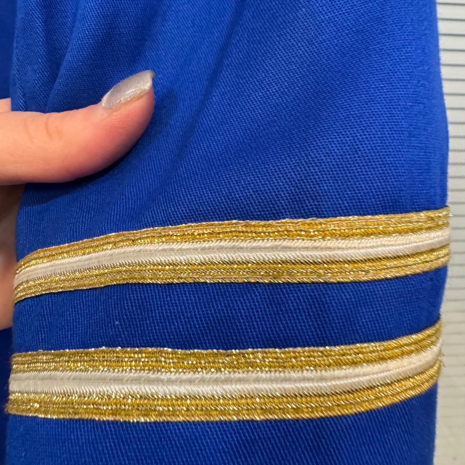 Vintage Criscione New York Royal Blue Nautical Crest Blazer Petite Rayon USA Y2K