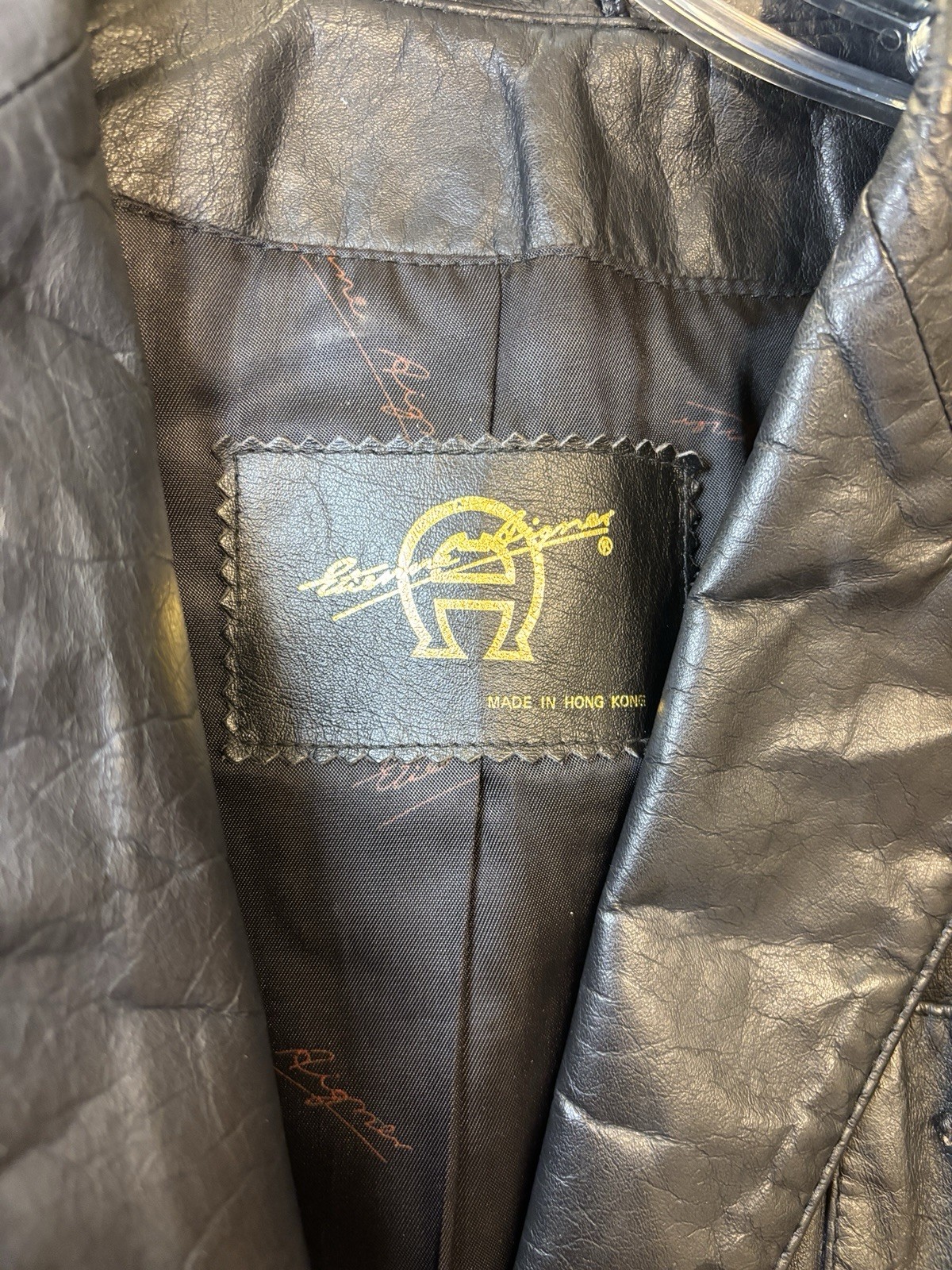 Vintage Etienne Aigner 100% Genuine Leather Jacket Coat Black Hong Kong Size 6