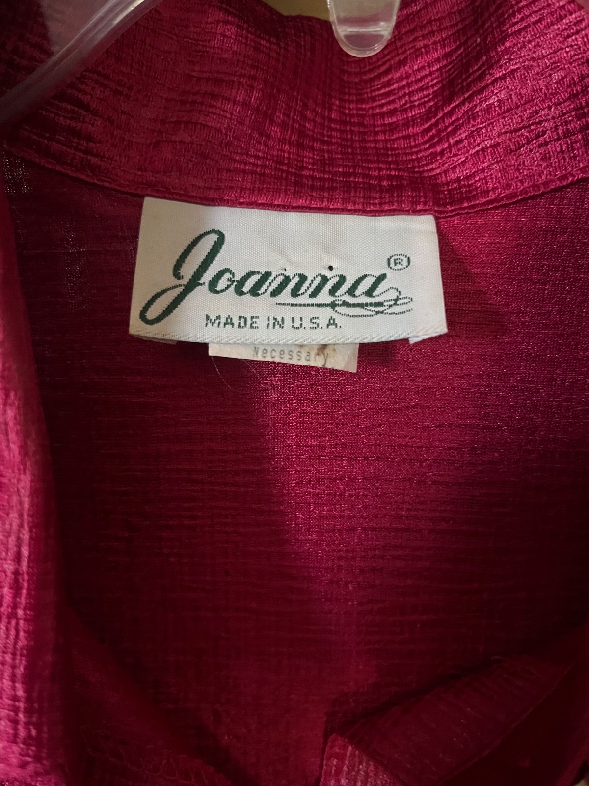 Vintage 1990s Joanna Crinkle Blouse in Raspberry, Gold Buttons, XL
