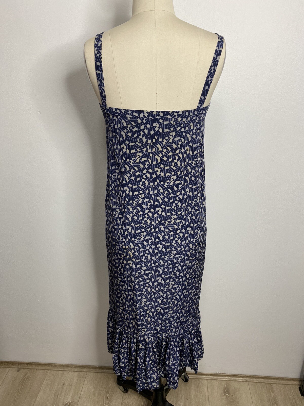 Vintage Georges Rech 100% SILK Sz XXS 70s Retro Paris France Navy Strappy Dress