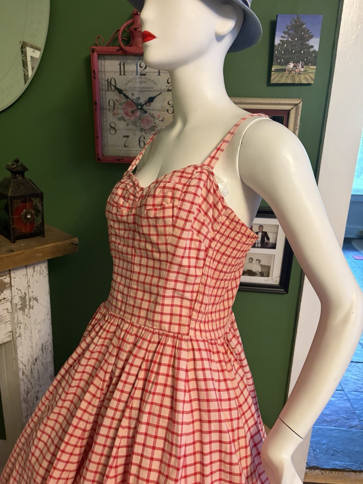 Kahala Bullocks W. Hawaii Plaid 50’s Rockabilly Picnic Pinup XL SunDress w Tulle