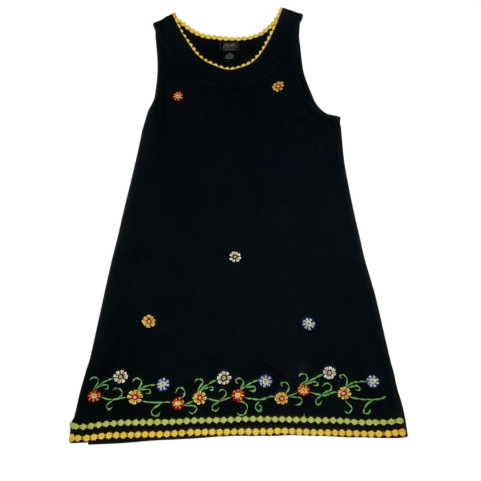 Vintage AGAPO collection embroidered dress cotton 90’s cottage whimsy cotton