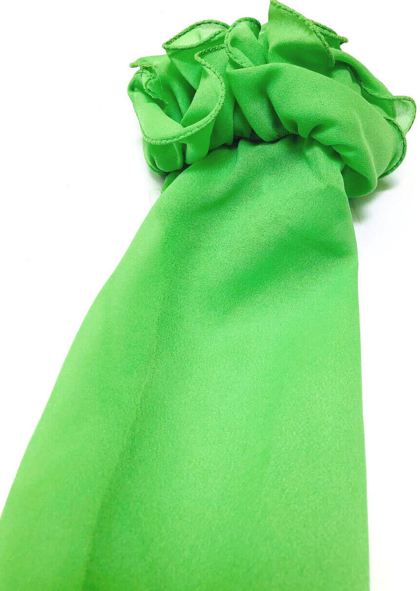 Malbe Lime Green Vintage 1960s/70s Ruffle Poly Chiffon Long Sleeve Disco Top 12