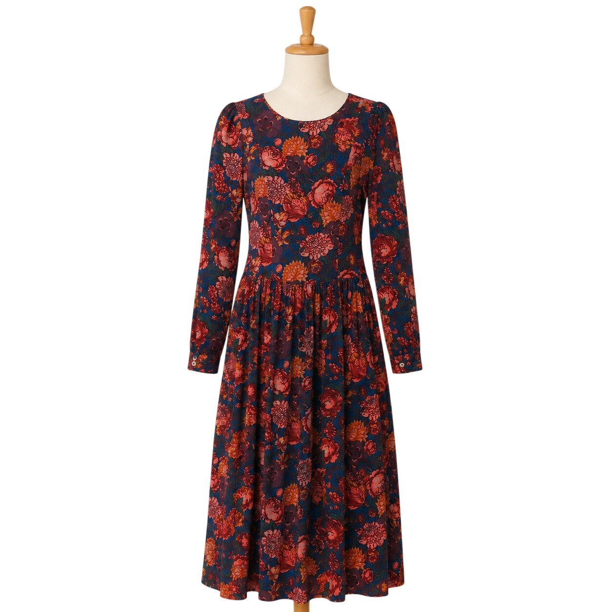 Vintage 80s Laura Ashley Floral Corduroy Drop Waist Dress ~ Great Britain US 10
