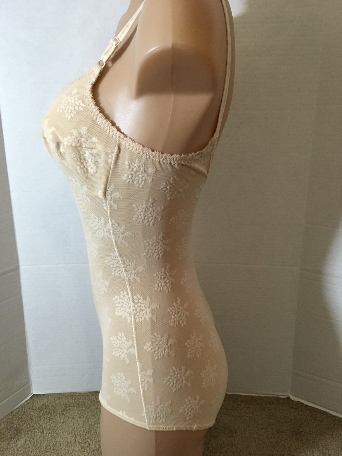 36B Vtg LILY OF FRANCE All in One Girdle Bodysuit Bra Body Shaper Floral RARE