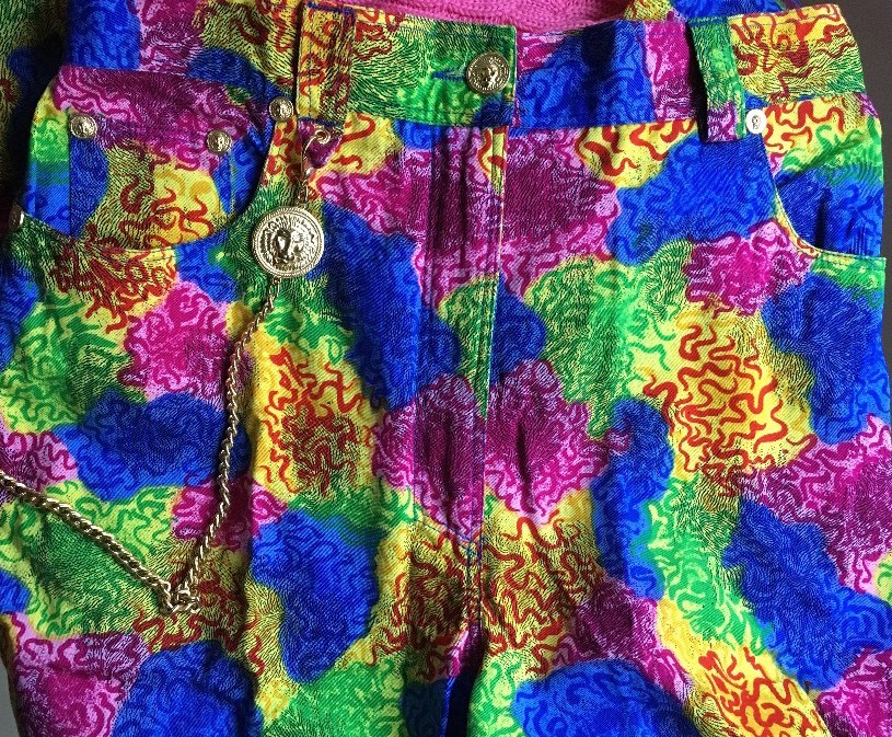 Vintage Versus Versace Print Womens Jeans Gold Chain And Medallion LNC Sz 28/42