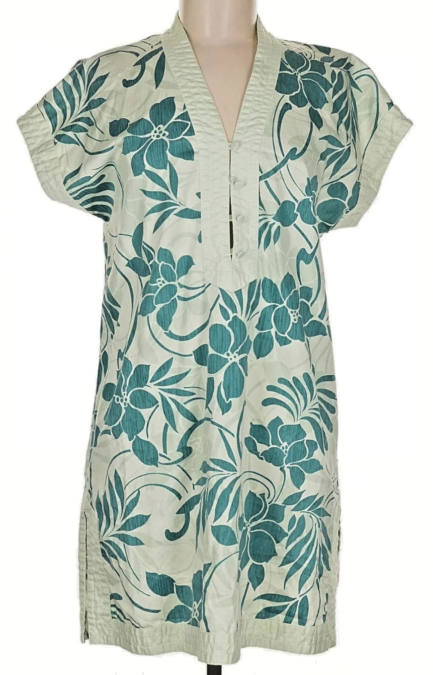 I.Magnin 100% Cotton „Palm Royale” Retro Hollywood Tunic Dress Cover Up Size M