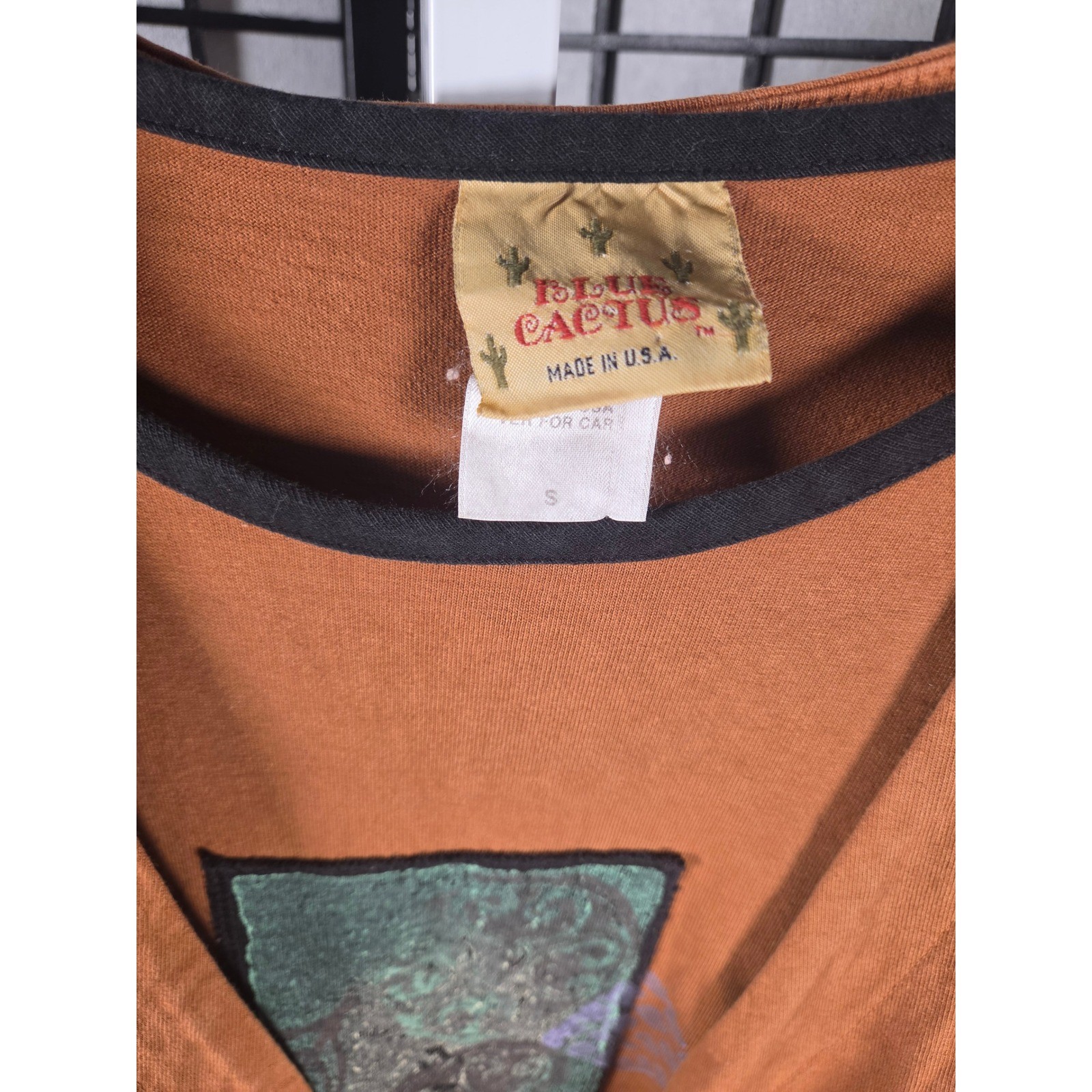 Vtg Blue Cactus Womens Small Rust Cotton 2pc Dress Vest Set Southwestern Boho