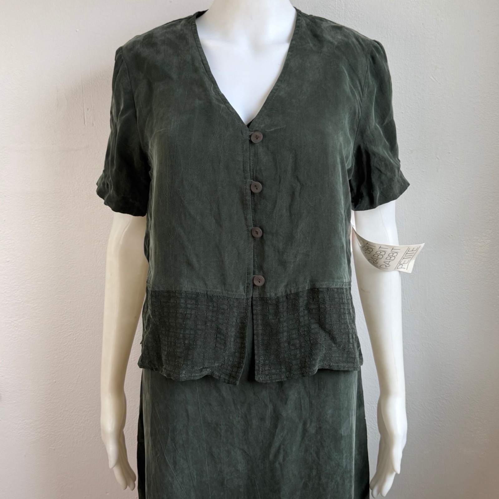Vintage Green Dress & Top Set Size Small 90s Bember Rayon Co Ord Oufit Set Maxi