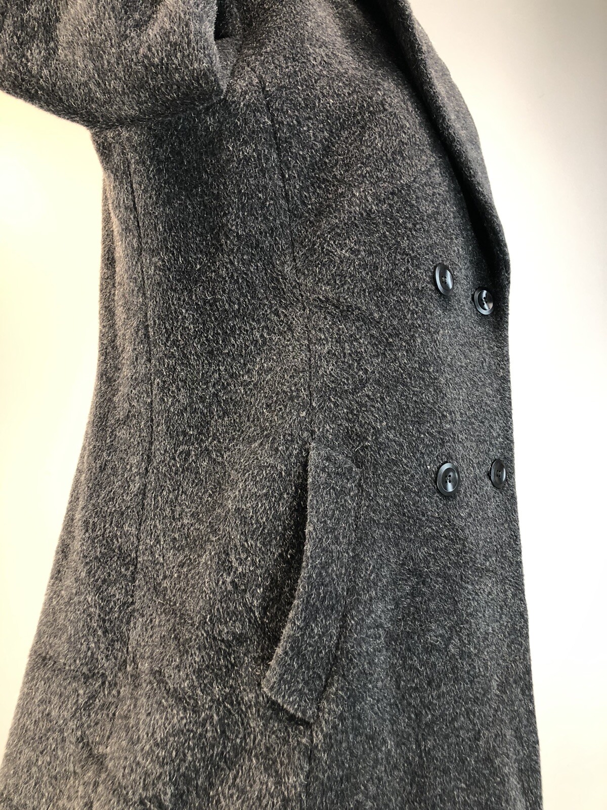 Vintage 90s Coat Wool Mohair Salt Pepper Heather Long Opera Anne Klein 14 L nwot