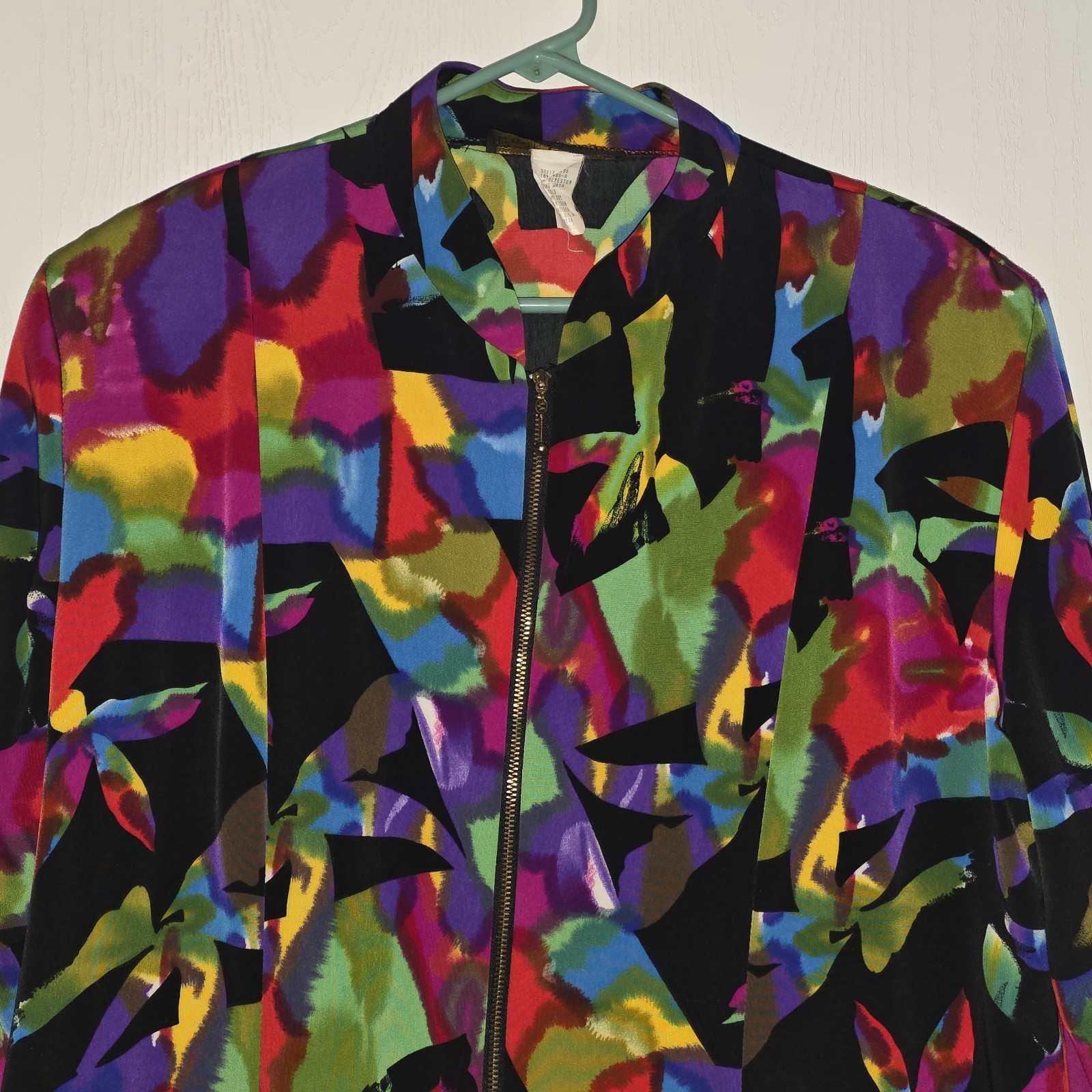 Vintage Women’s Blazer Jacket Zip Up Shirt Abstract Large Emily Adam’s