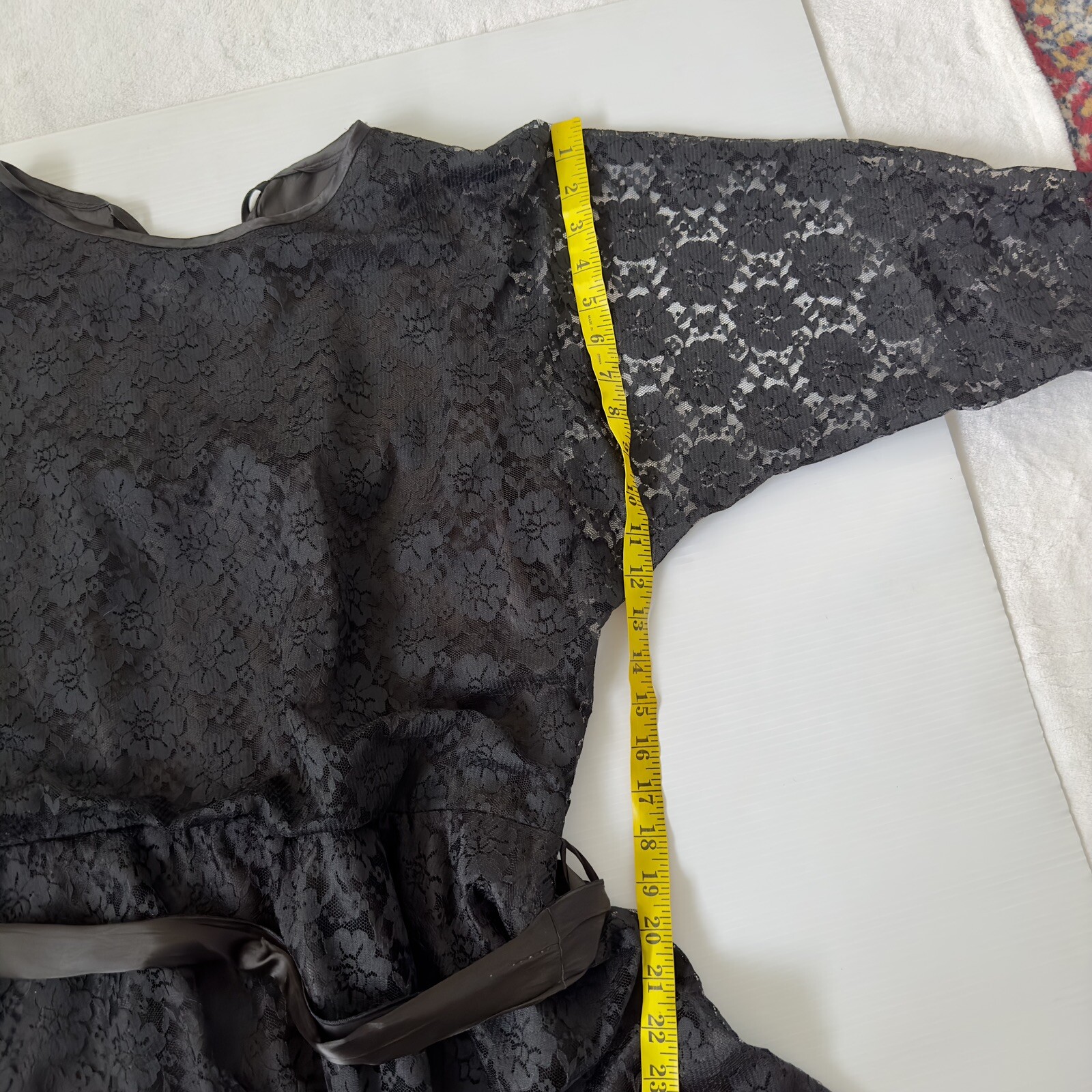 Purple Patch Women Dress Size 14 Bust 90cm Black Lace Long Sleeve Midi