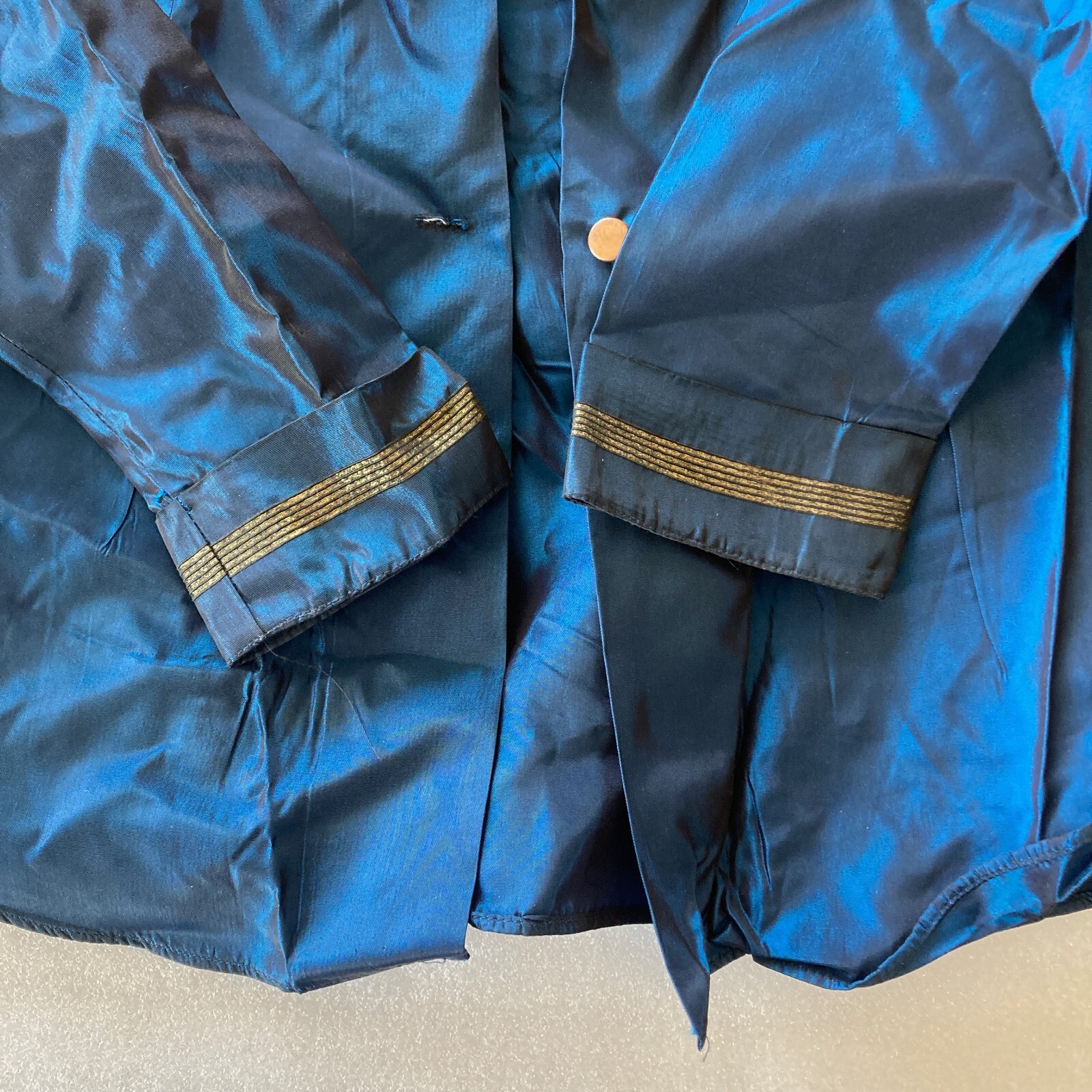 Vintage KARMAN Western Blue Metallic Shirt Top Womens Sz 9/10 Majorette Band