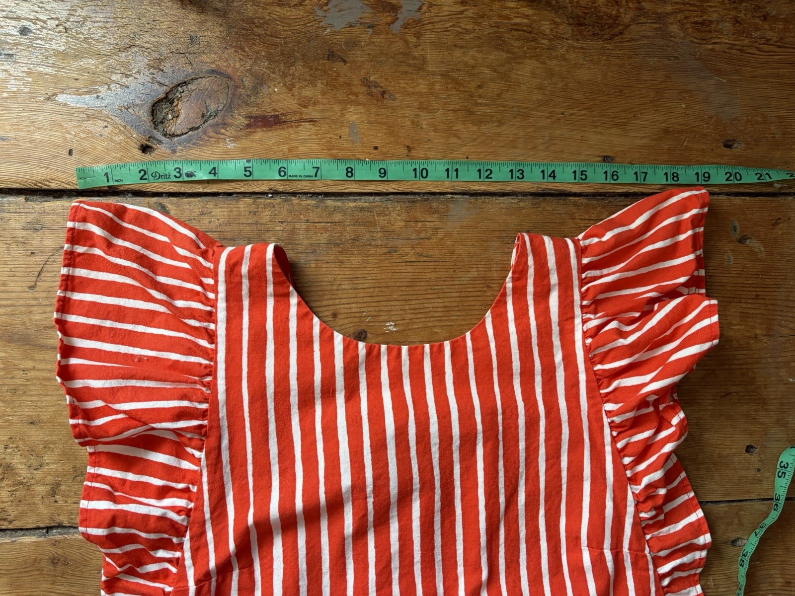 Vintage 1960s 1970s Marimekko Mariessu Red White Piccolo Stripe Apron Dress S
