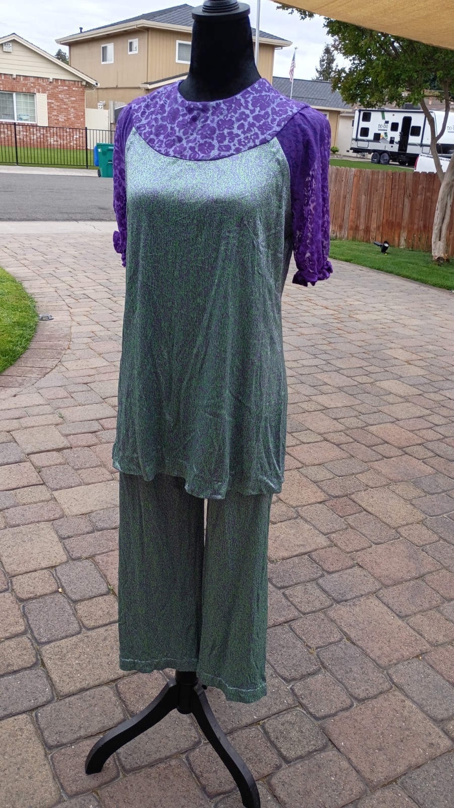 Vintage 1970s Loungewear Purple And Green
