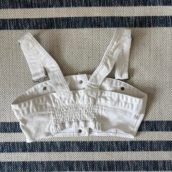 BB Dakota Revolve white denim crop top and asymmetrical mini skirt. Set. Size XS