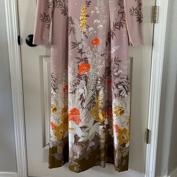 Vintage Collector’s Item Leonard Sunshine Maxi Pink Floral Dress Dorothy Shoop