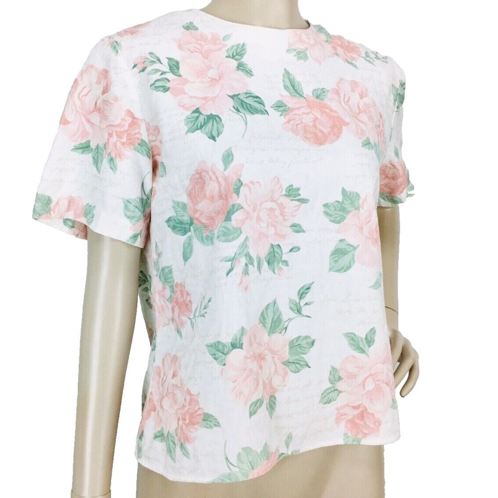 Vintage 80s Lucia French Romance Cottagecore Rose Brocade Love Notes Top