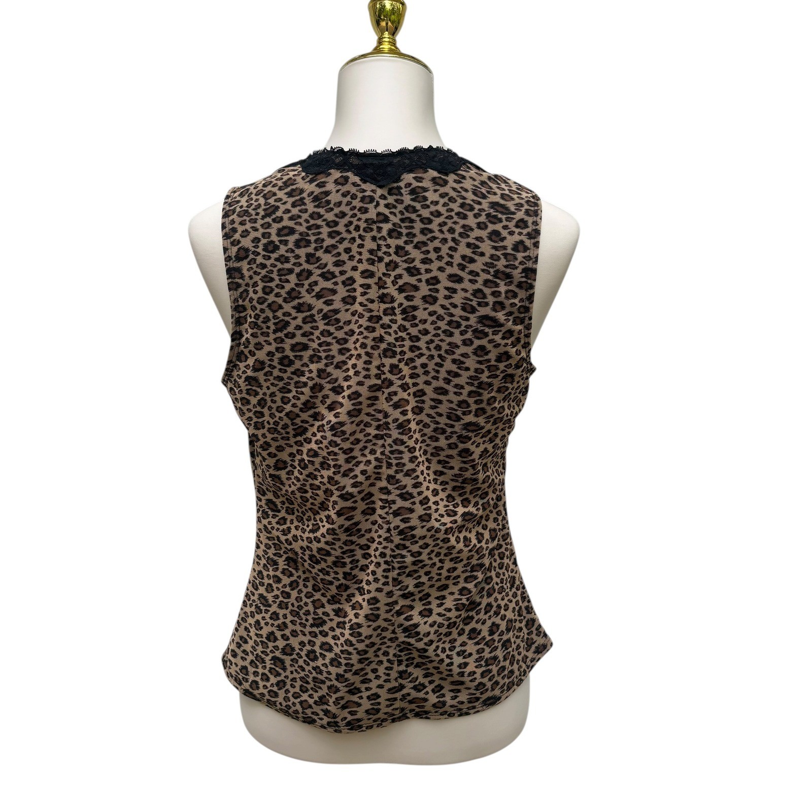 VTG Venezia Leopard Corset Top 14/16 Brown Lace Hook Eye Y2K Indie Sleaze Grunge