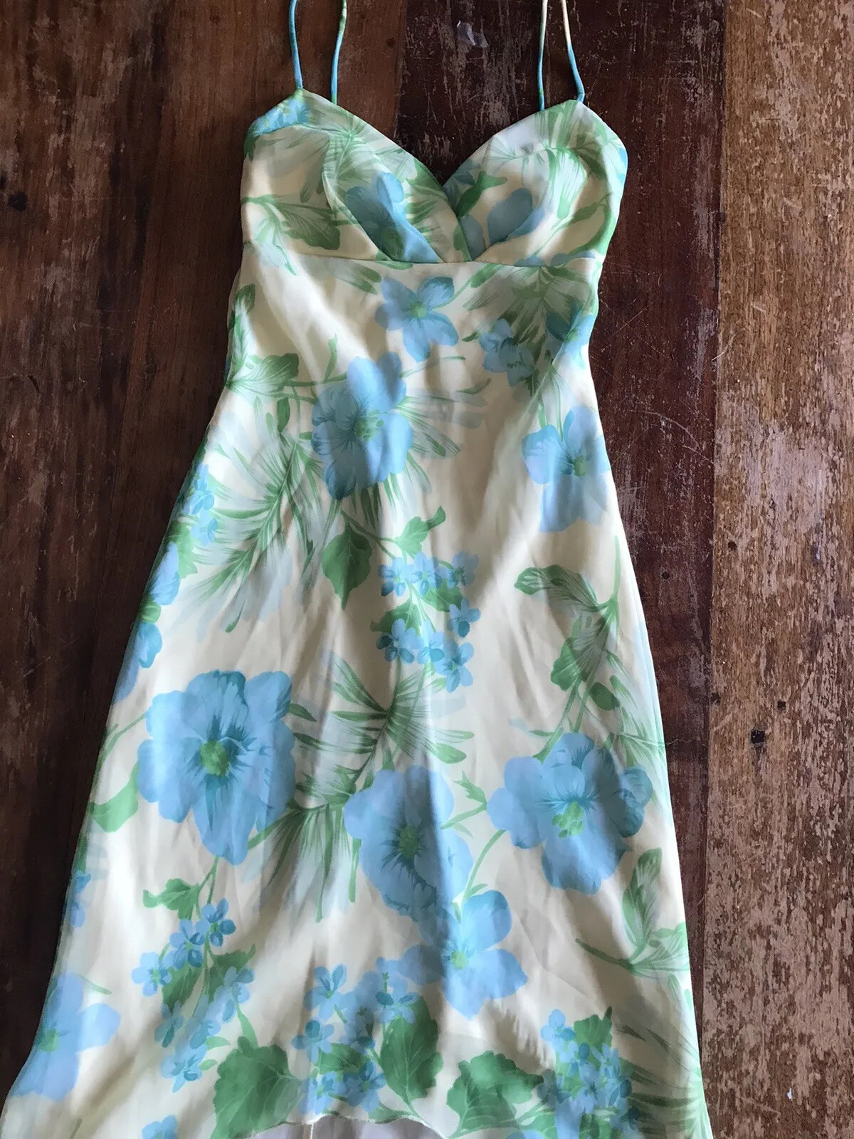 vtg Y2K tropical breezy summer dress hi lo hemline vivid cheerful colors