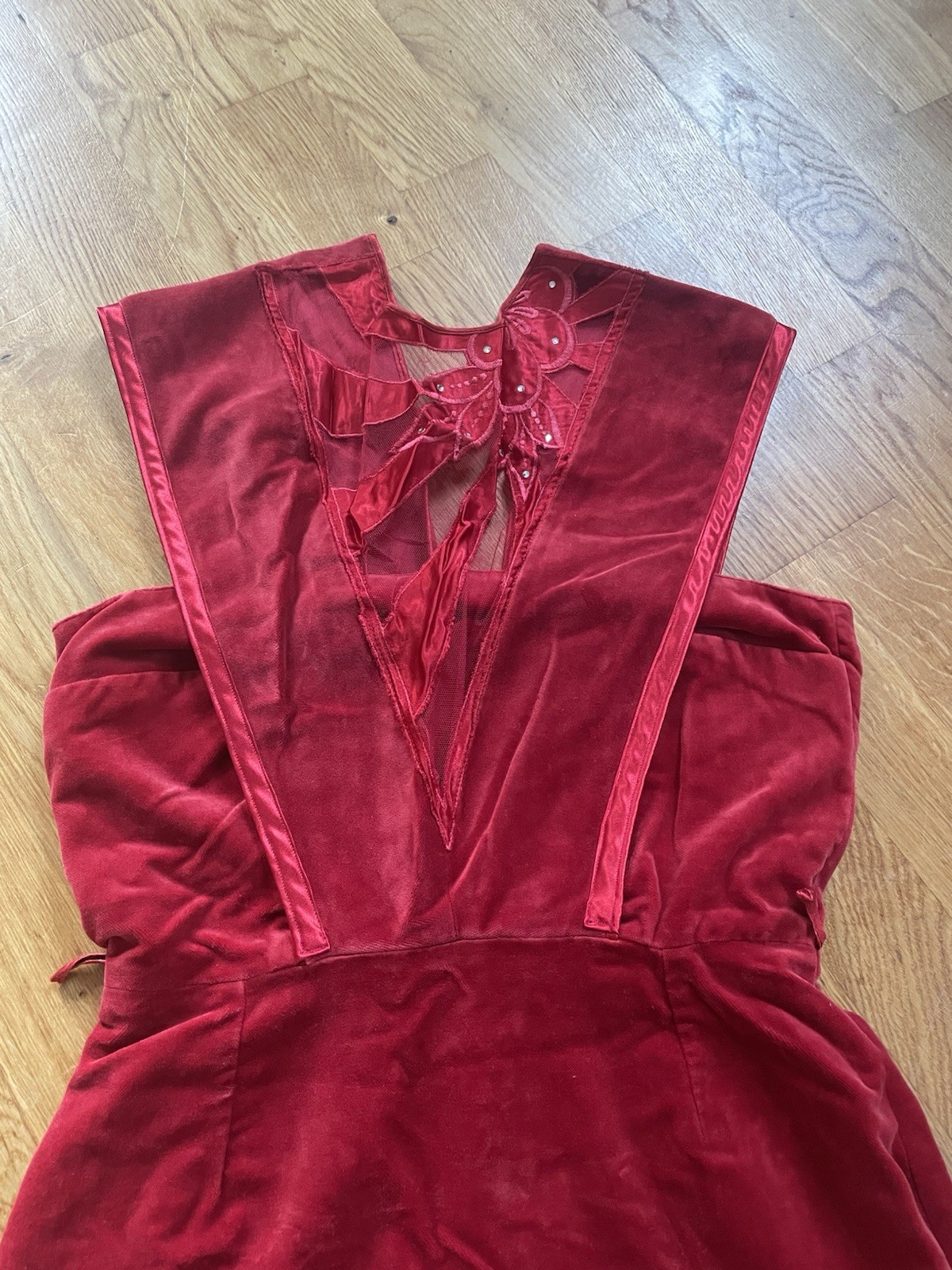 Repro 50s Velvet Dress Dark Red Size (36-)38 Dress