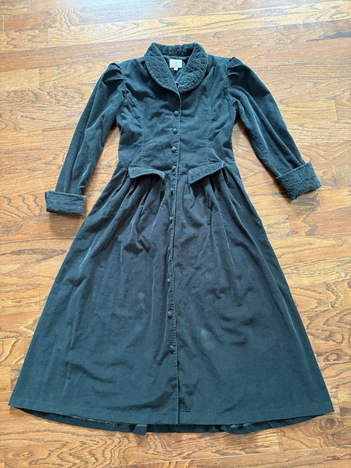 80s Faith Mountain Co Cottage Core Green Corduroy Dress Buttons Long Women’s 6