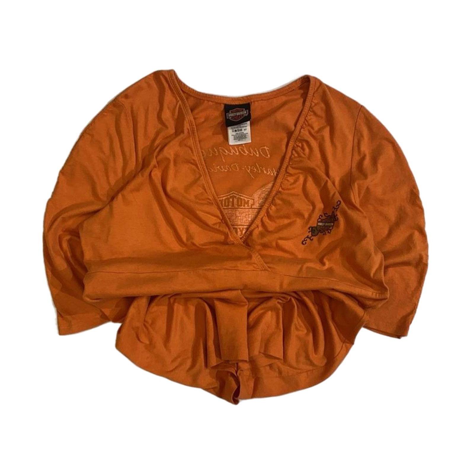 Harley Davidson Women’s Deep V Neck Blouse Orange XL