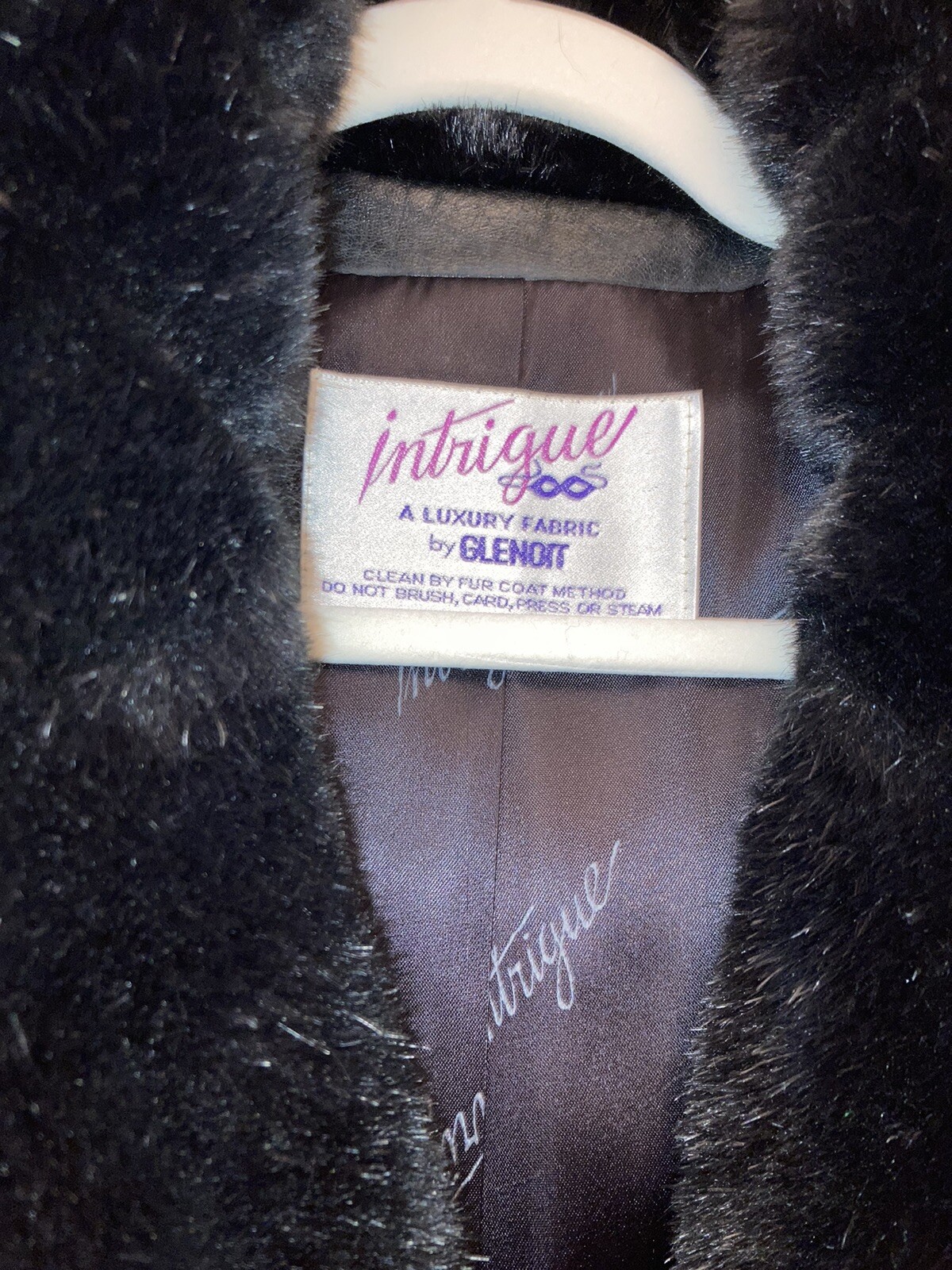 Vintage Intrigue Luxury Fabric by Glenoit Faux Mink Coat Rich Black Mint Size 12