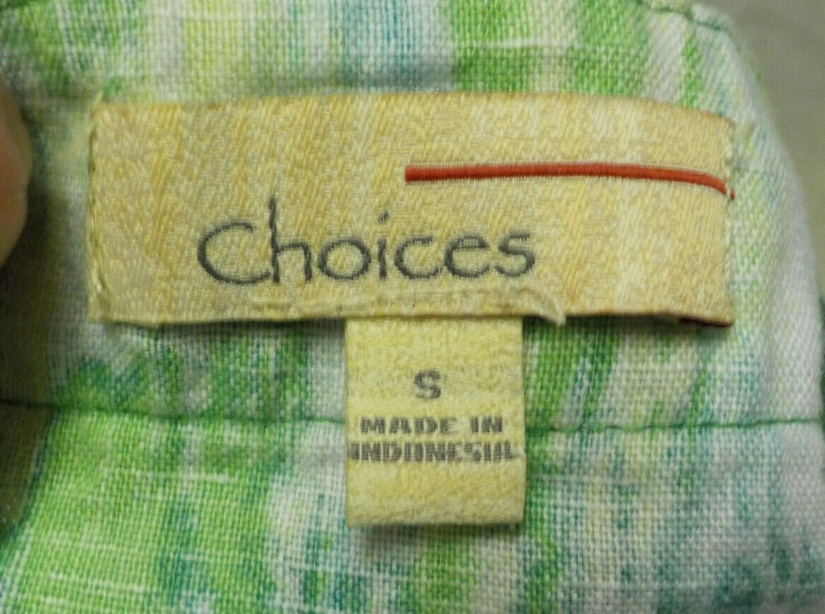 Vintage 1980’s Choices Blouse Size S Multi Color 100% Linen 3/4 Sleeves Classic