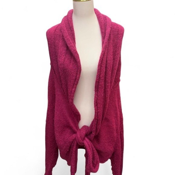 Vintage Y2K DIESEL Mohair Blend Tie Front Wrap Cardigan Sweater Magenta Pink