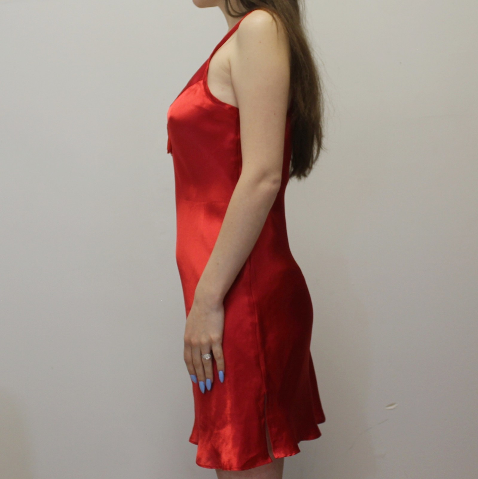 Vintage 90s Red Slip Dress Chemise by Body Drama Lingerie