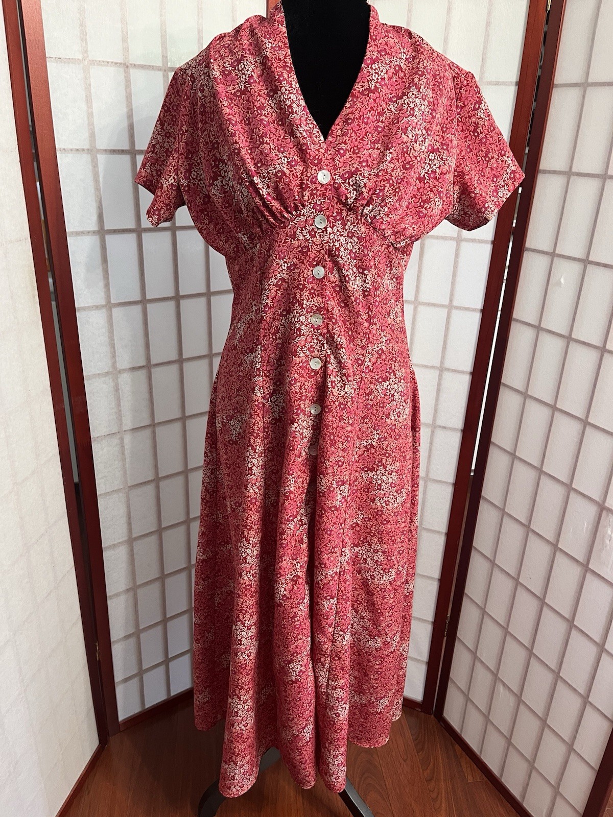 Vintage 90’s floral cottagecore retro full buttondown corset back tie maxi dress