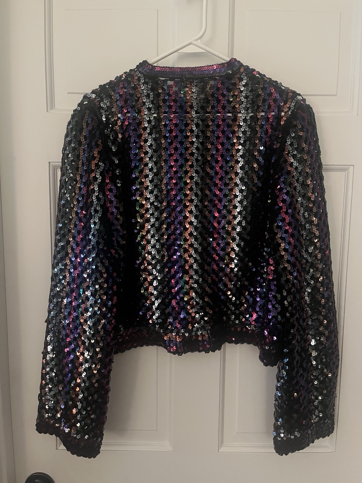 Vintage Sequined sequin Open Weave Top Three Flaggs Size L