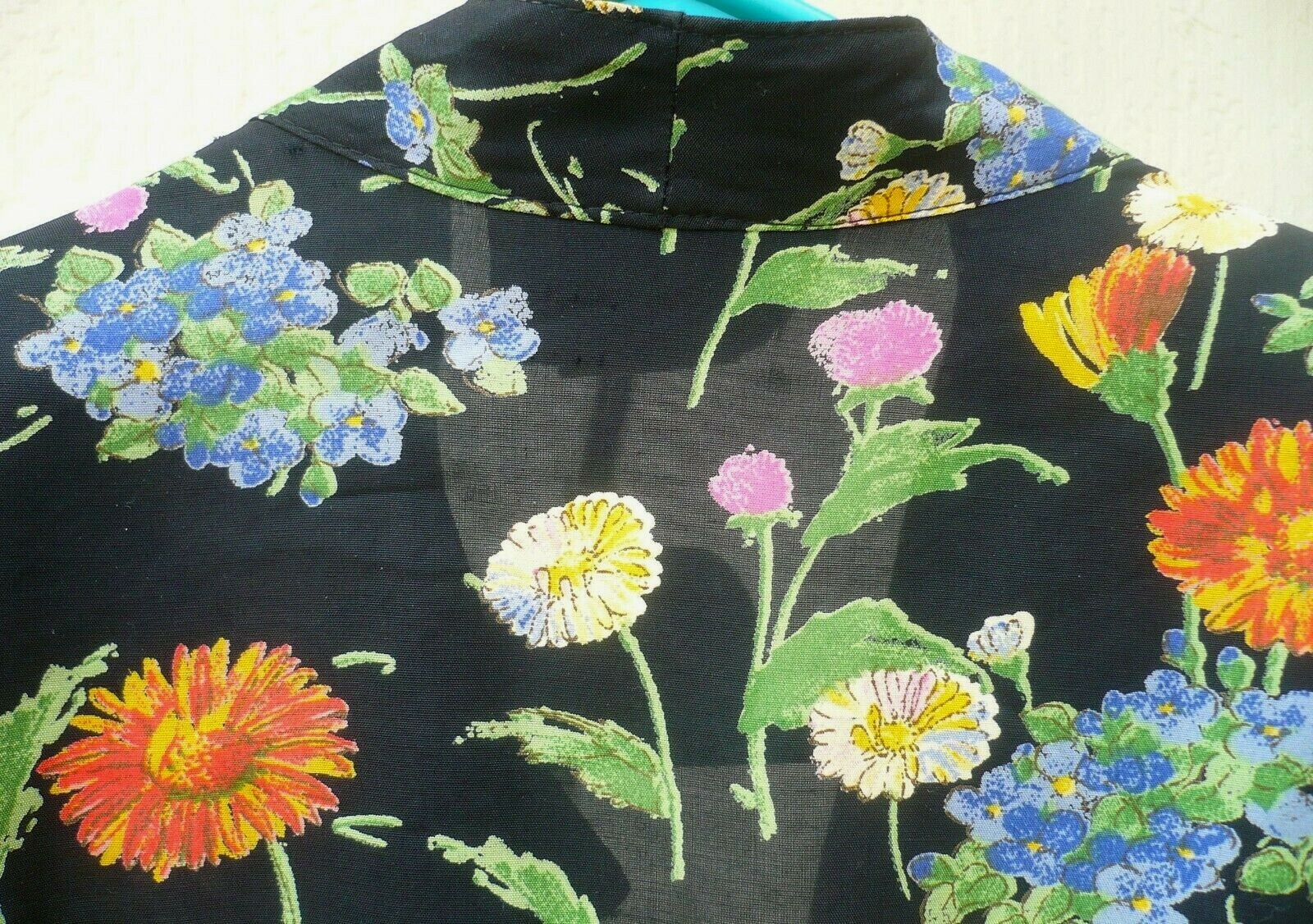 VTG 90S M PETITE SOPHISTICATE USA BRIGHT COLORFUL FLORAL POLKA DOT COLLAR BLOUSE