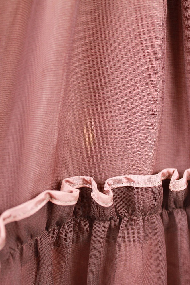 50s Prom Dress XS Vintage Sleeveless Brown Tiered Tulle Cocktail Evening Gown