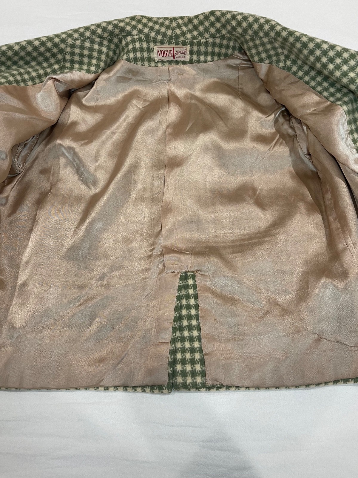 Vintage Vogue Special Design Green and Cream Checkered Jacket