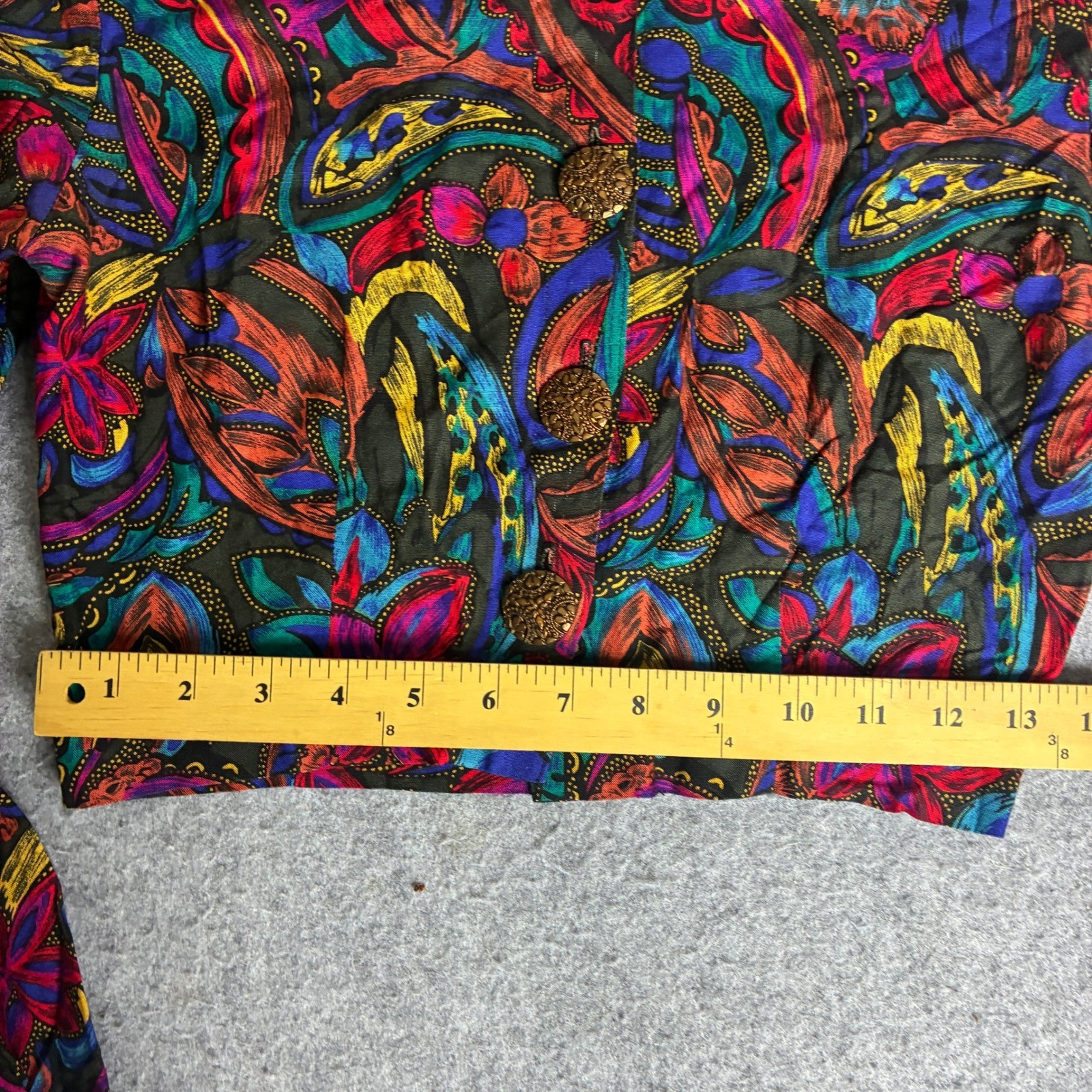 Vintage La Belle Fashions Small Cropped Paisley Floral Jacket Multi Color Button