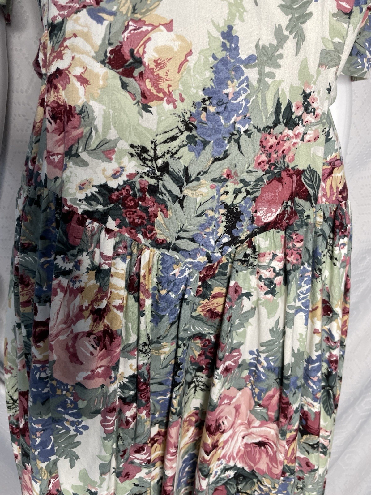 80’s Brandywine Creek Pastel Floral Prairie Dress Granny Lace Collar 9/10 Midi