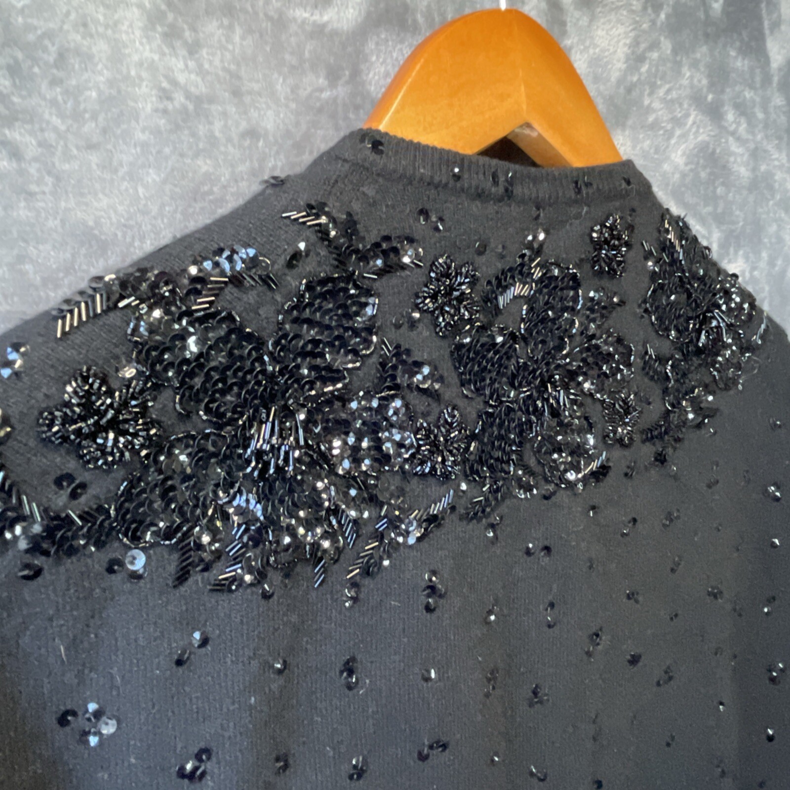 VTG Casmira Sequin Cardigan Sweater Sz 44 Classic Retro Pin Up Office Evening