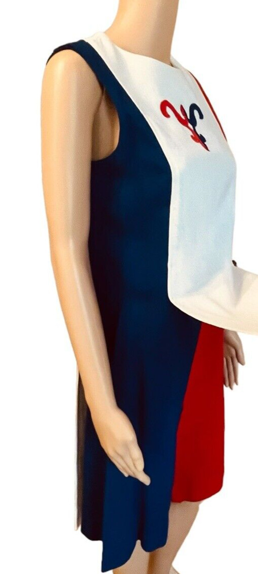 Minx Modes Vintage 60s Red White Blue Sleeveless Shift Dress Jumper Small