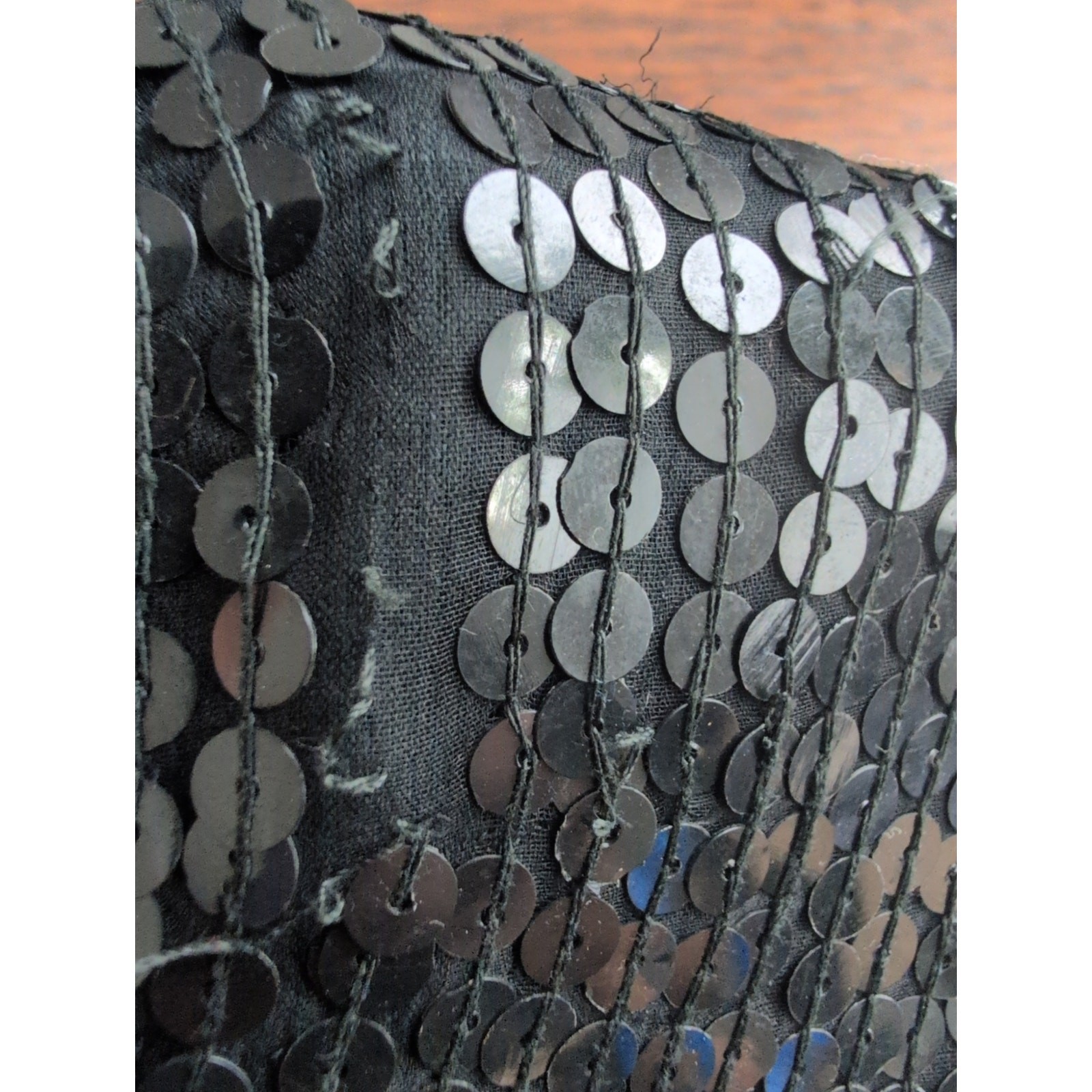 Royal Feelings Silk Sequin Black Party Rave Sparkle Cocktail Top Women L Vintage