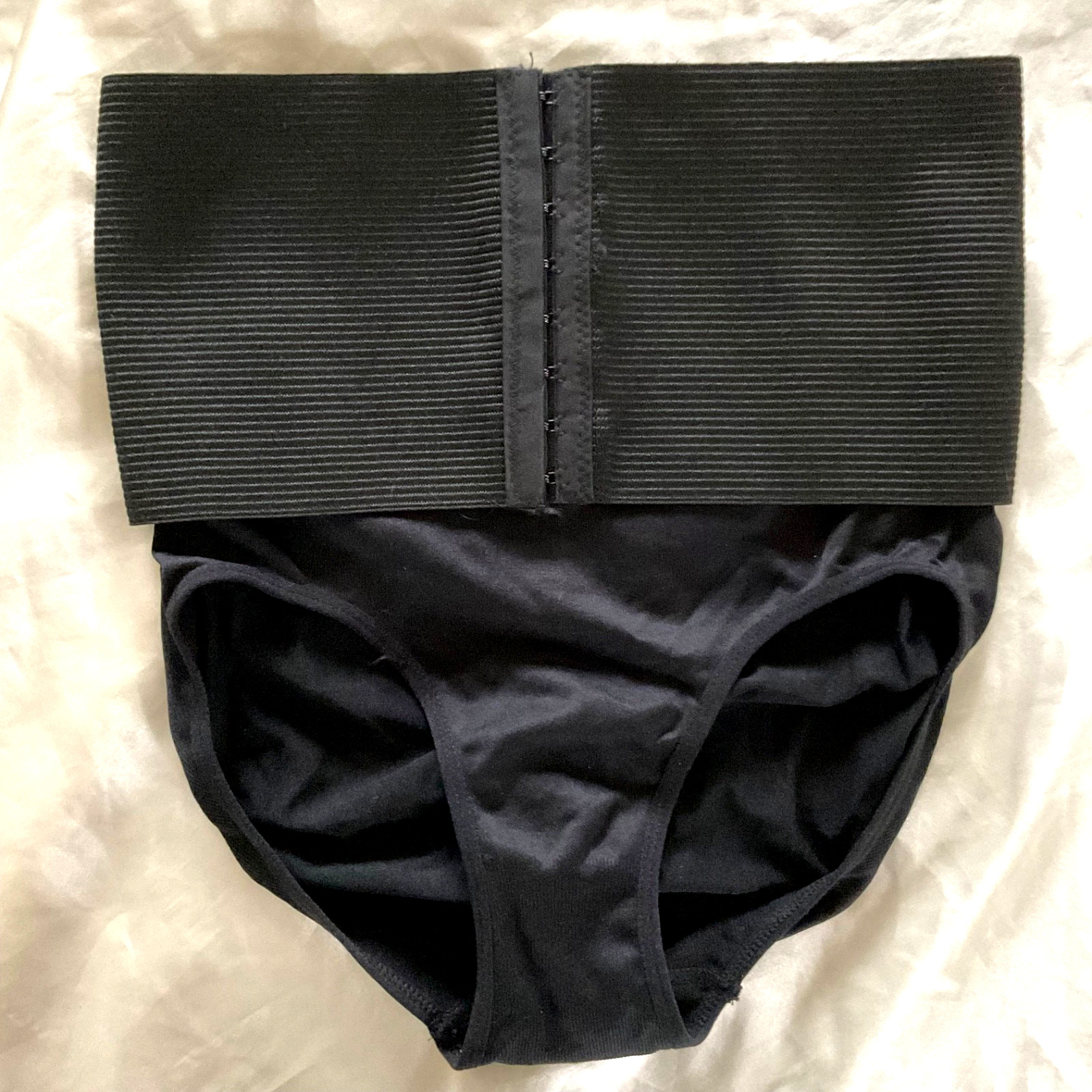 Vintage HI WAIST Shapewear Size XL Black Nylon Spandex Hook & Eye Girdle