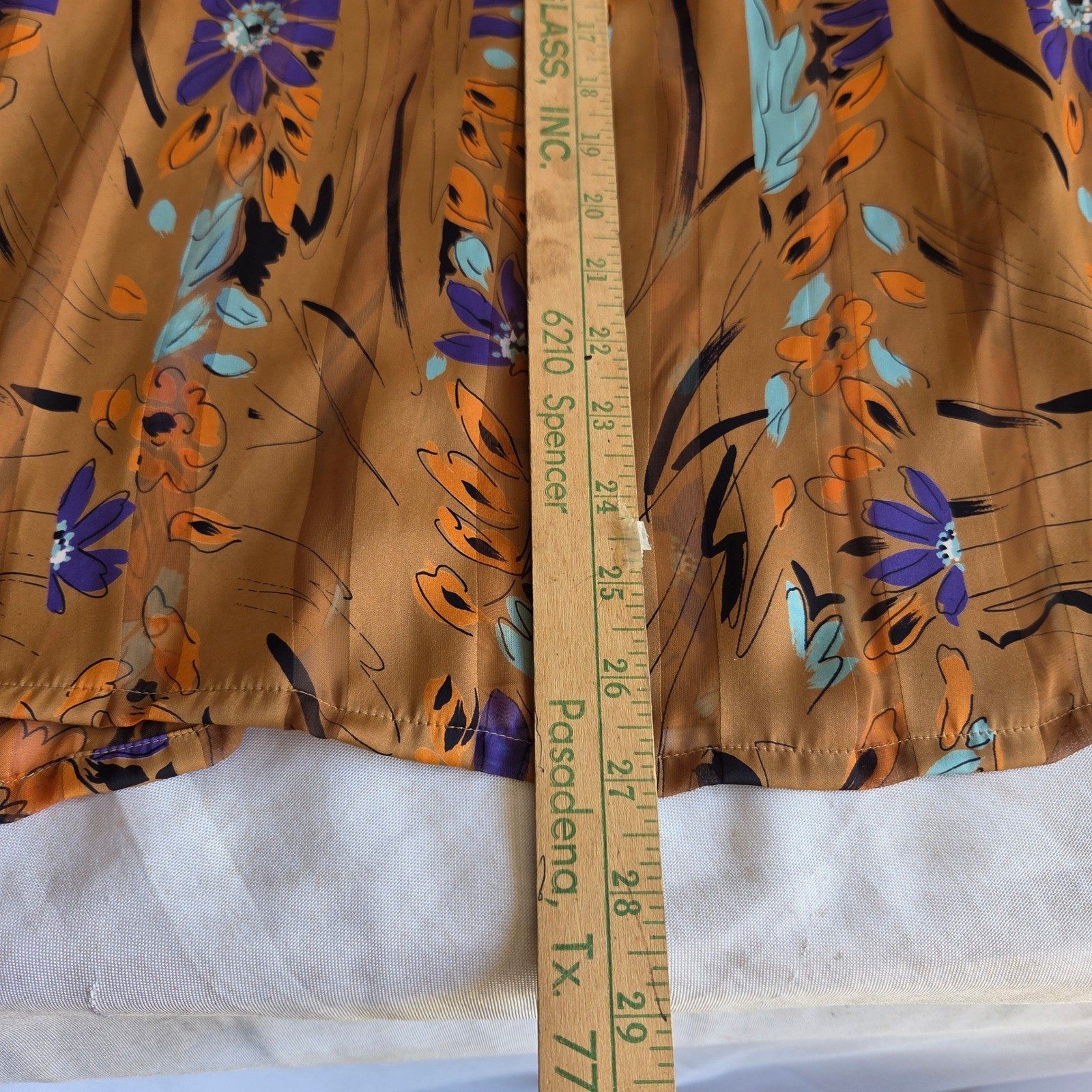 Vintage Nicola Floral Pussy Bow Blouse Brown Orange Purple Shoulder Pads Sz 10