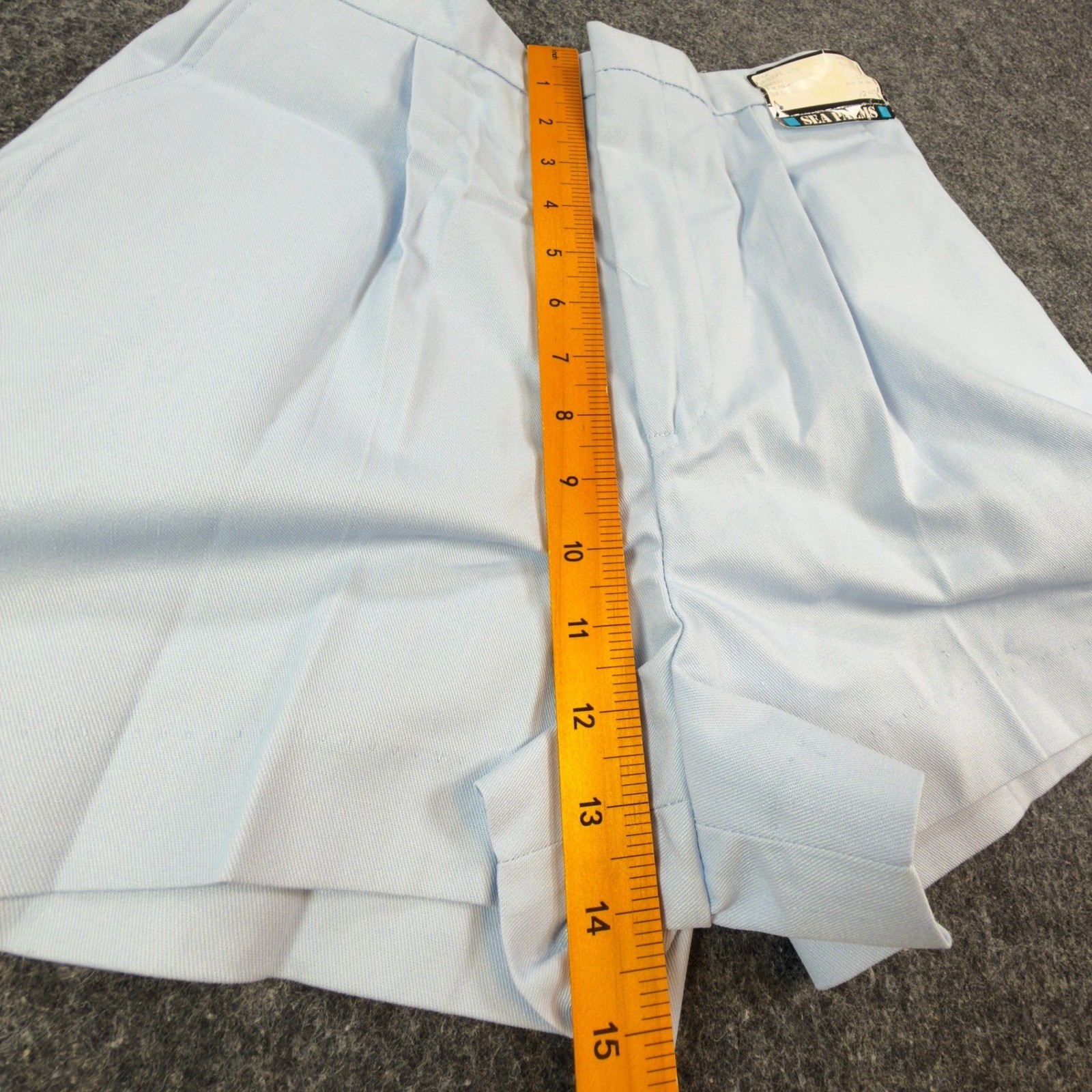 Sea Palms Shorts Womens 9/10 Blue Cotton Blend Pleated High Waist Vintage 80s