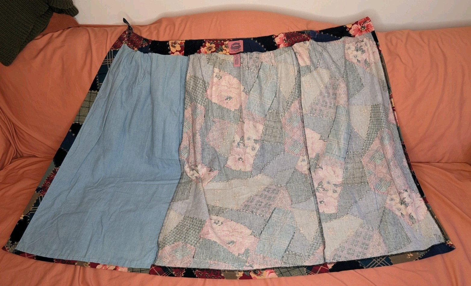 Vntg 90s Wrap Skirt Cambridge Dry Goods Patchwork Cotton Cottagecore Boho Maxi L