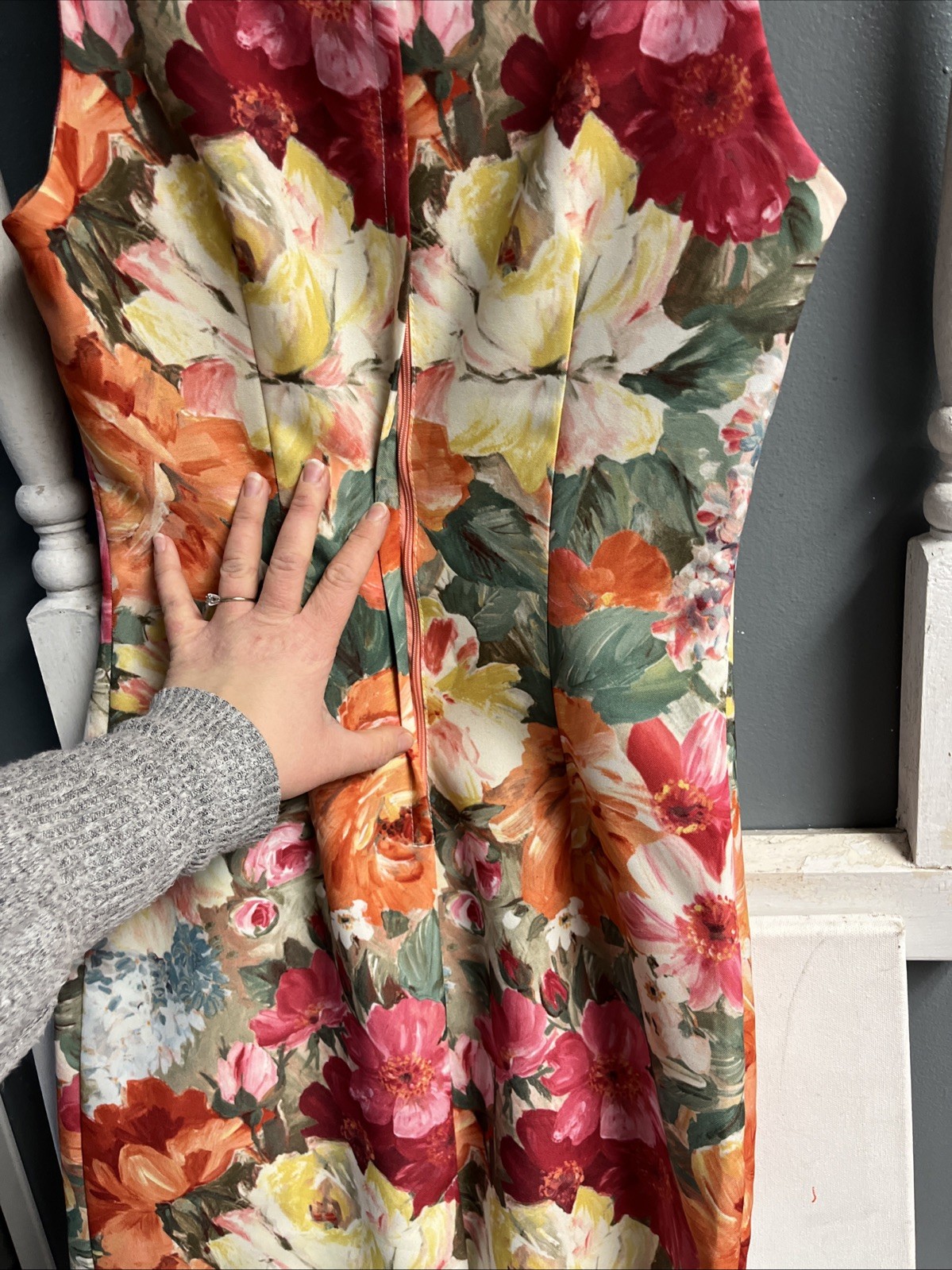 Wrapper 1960s Midi Cocktail Dress Women’s 5/6 XS / SM Floral Mid Century USA VTG