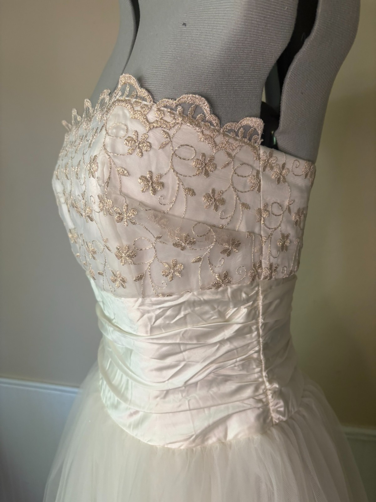 Vintage 1980s Jessica McClintock Gunne Sax White Strapless Princess – Size 9/10